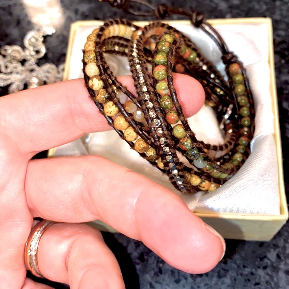 Natural Stone Wrap Bracelet. Adjustable View 3
